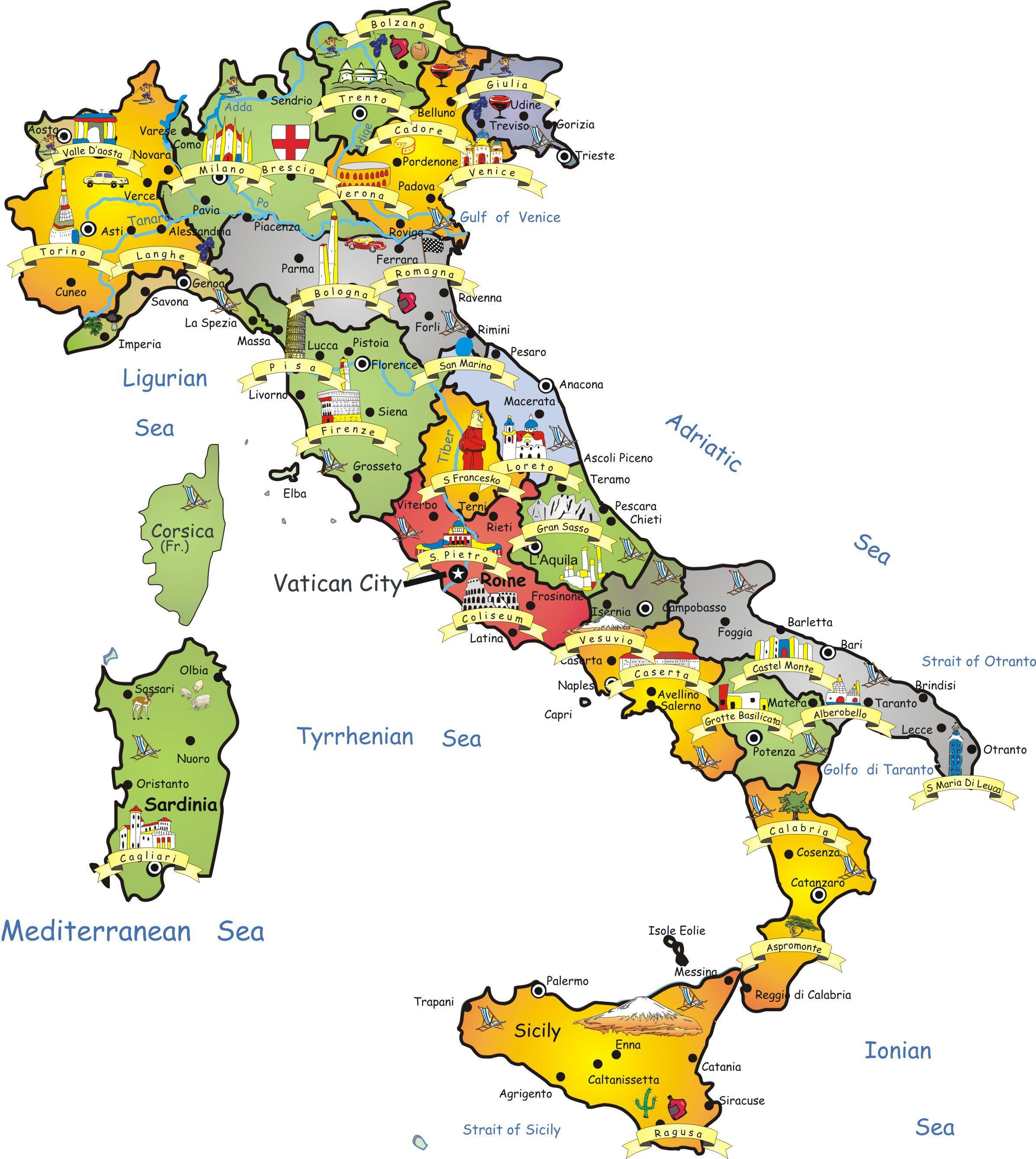 Italia mappa turistica - Italia mappa del turismo (Europa del Sud - Europa)