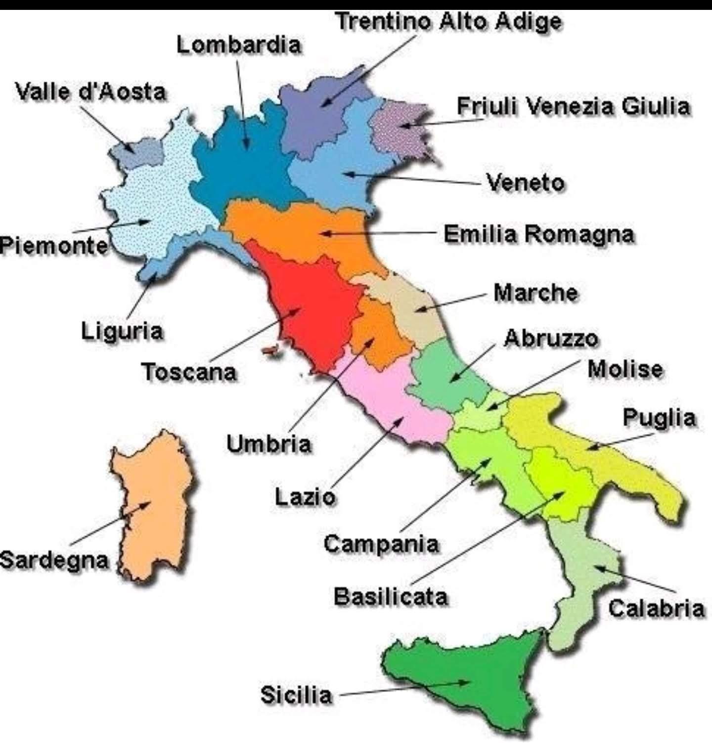 Regioni di Italia mappa con le città mappa Stampabile d'Italia, con la città (Europa del Sud Regioni di Italia mappa con le città mappa Stampabile d'Italia, con la città (Europa del Sud