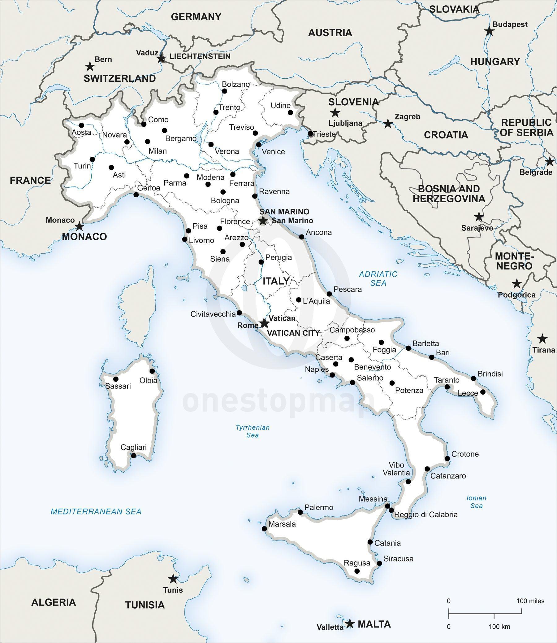 Stampa mappa di italia mappa di italia di stampa europa del sud europa 
