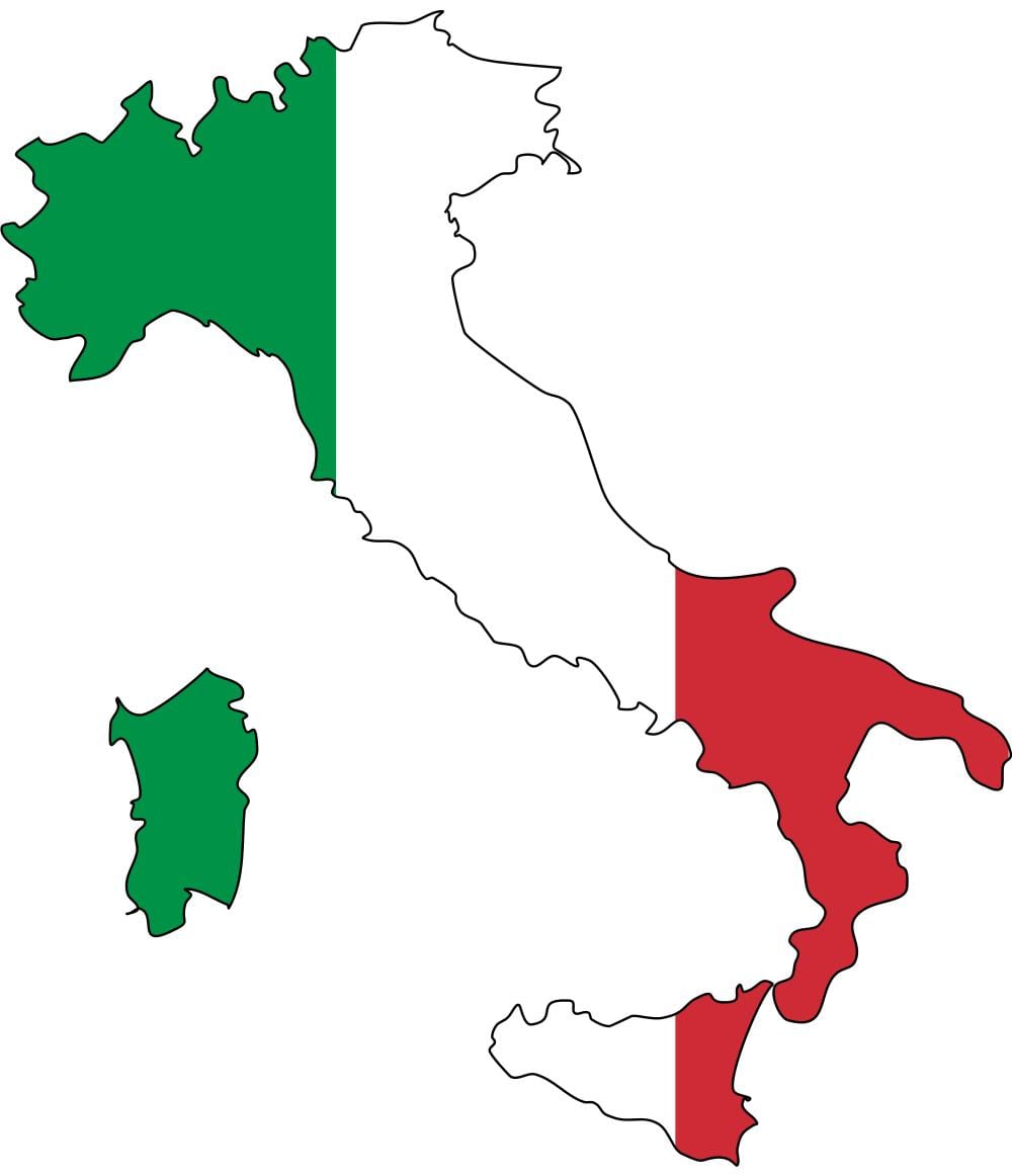 mappa di bandiera Italia