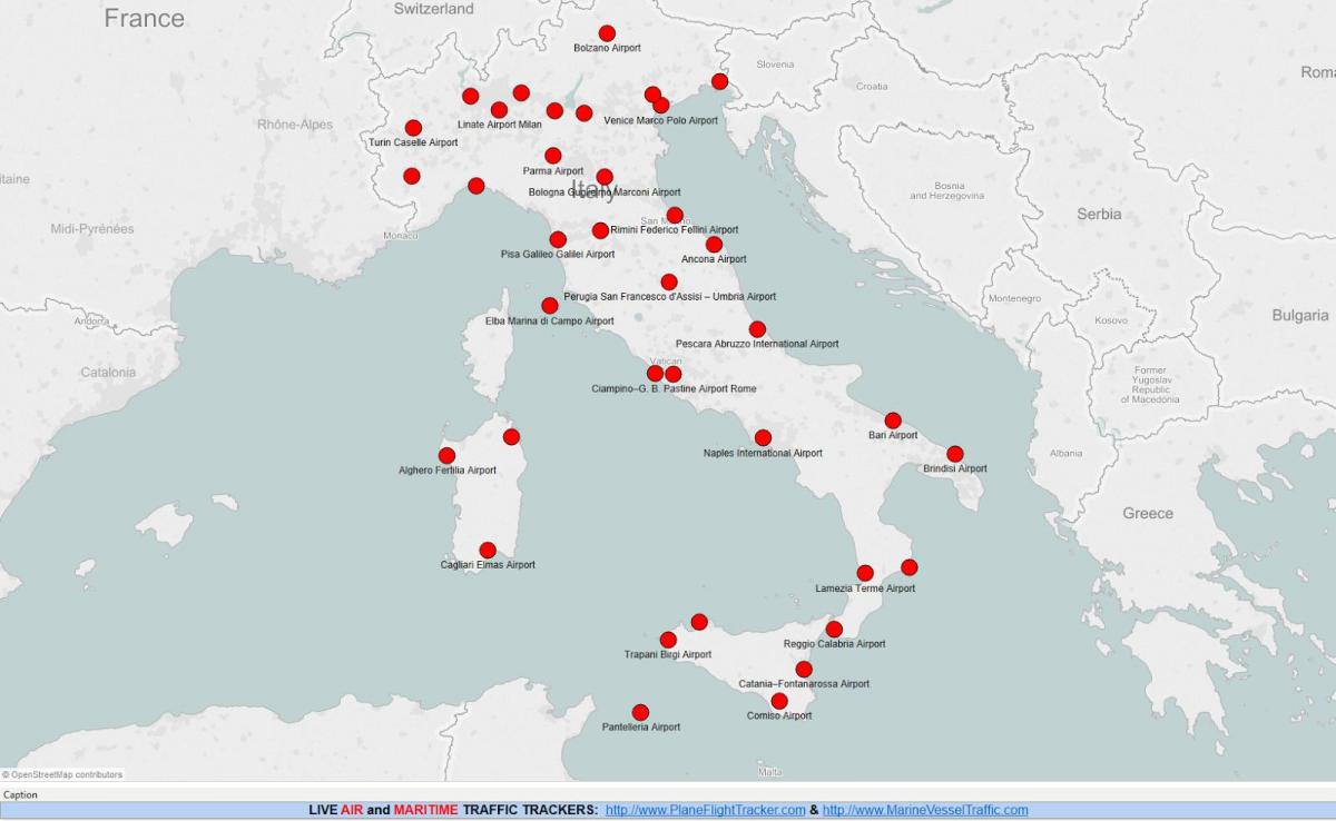 mappa di Italia mostrare agli aeroporti