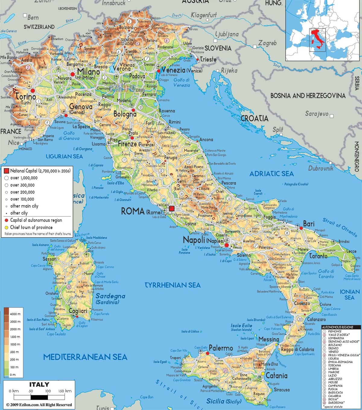 Italia geografia mappa