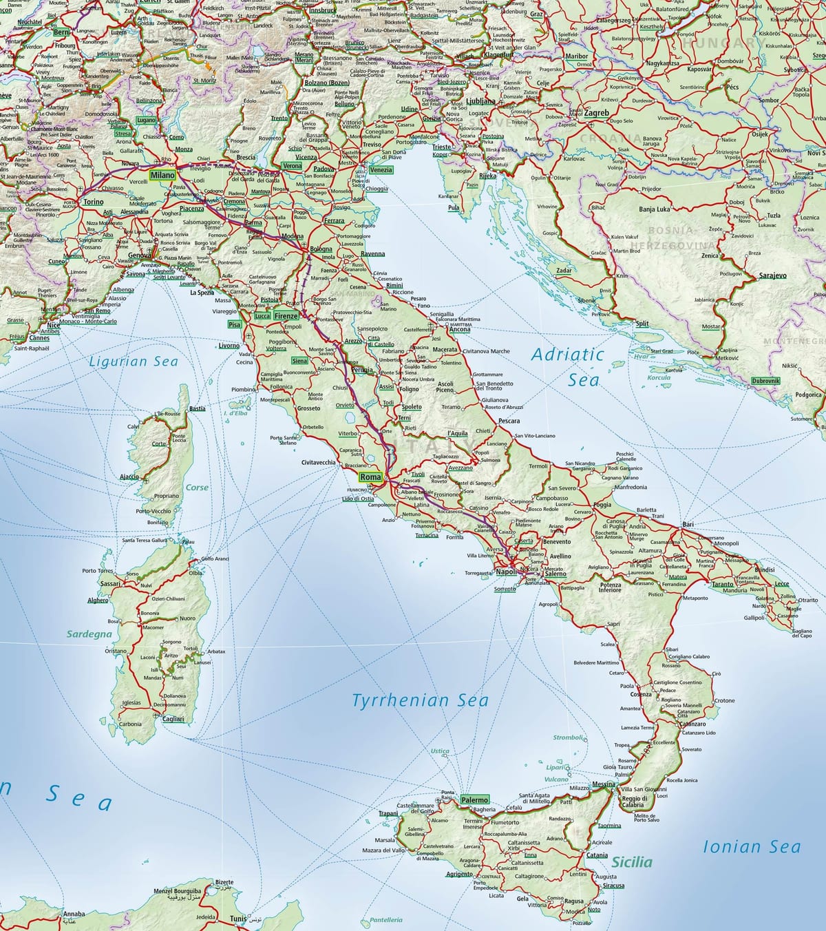 Italia sistema ferroviario mappa