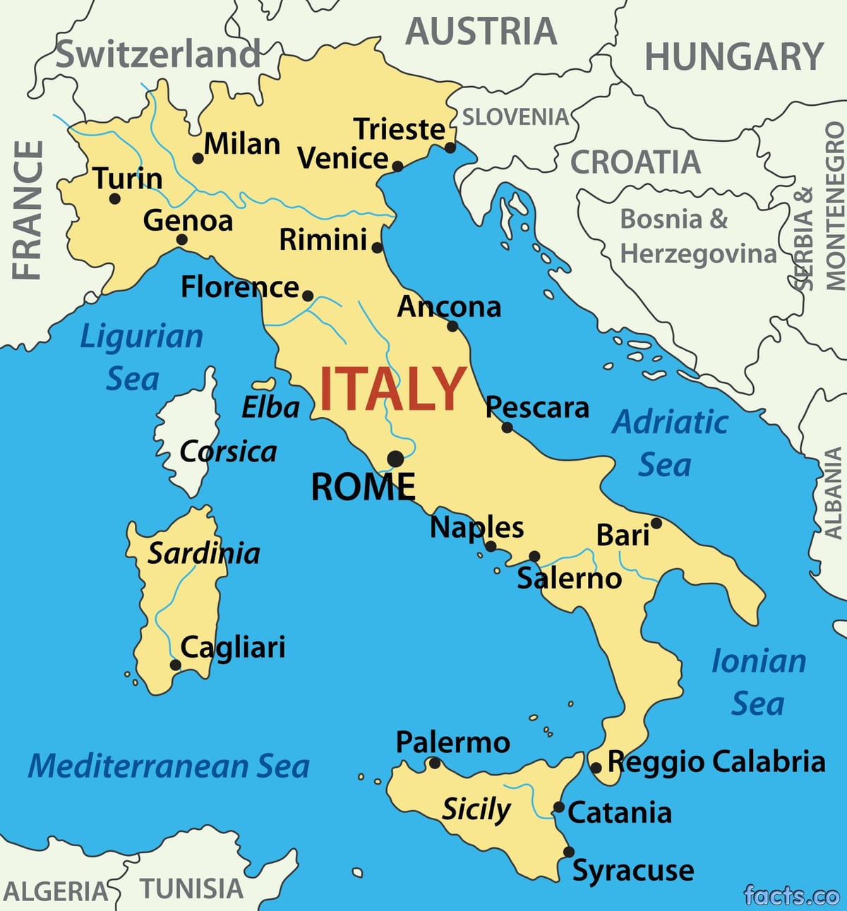 mappa di Italia del mare