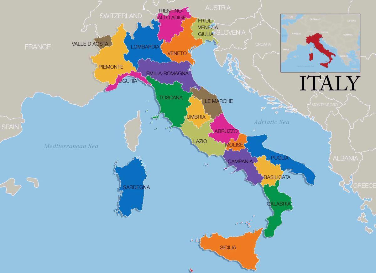 Quante Repubbliche Ci Sono State In Italia Regione dell'italia mappa Mappa di Italia e regioni (Europa del Sud