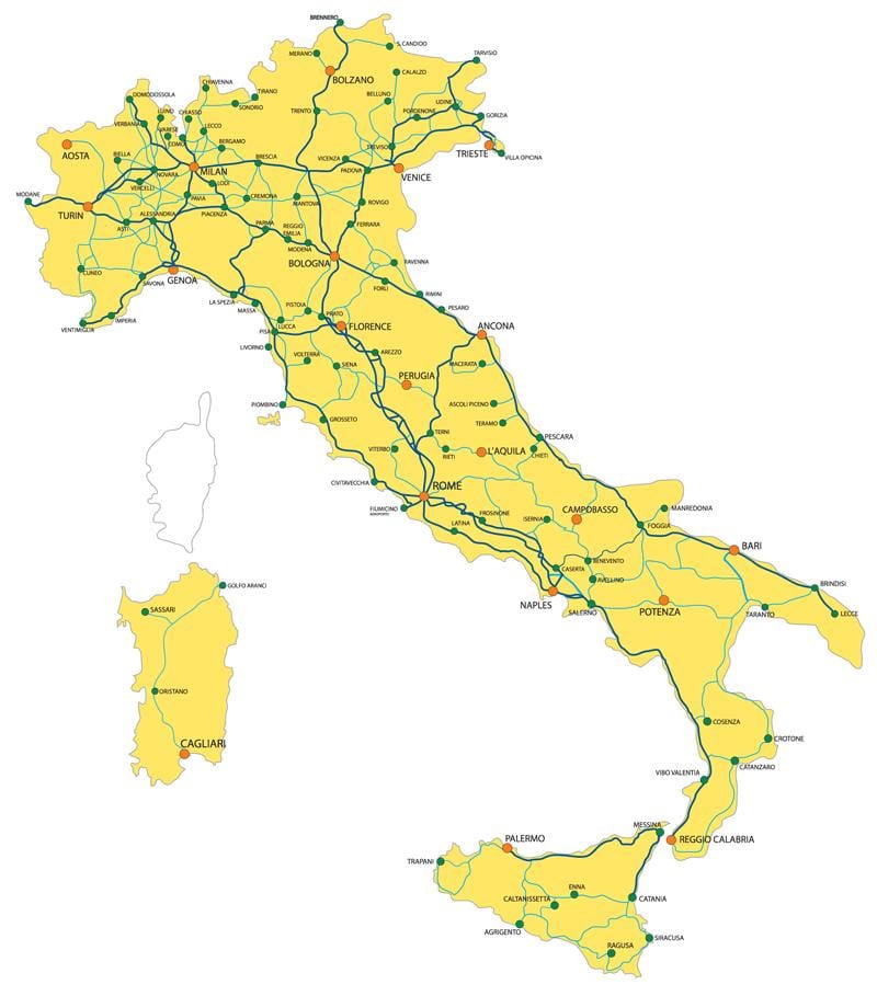 In italia il sistema del treno mappa