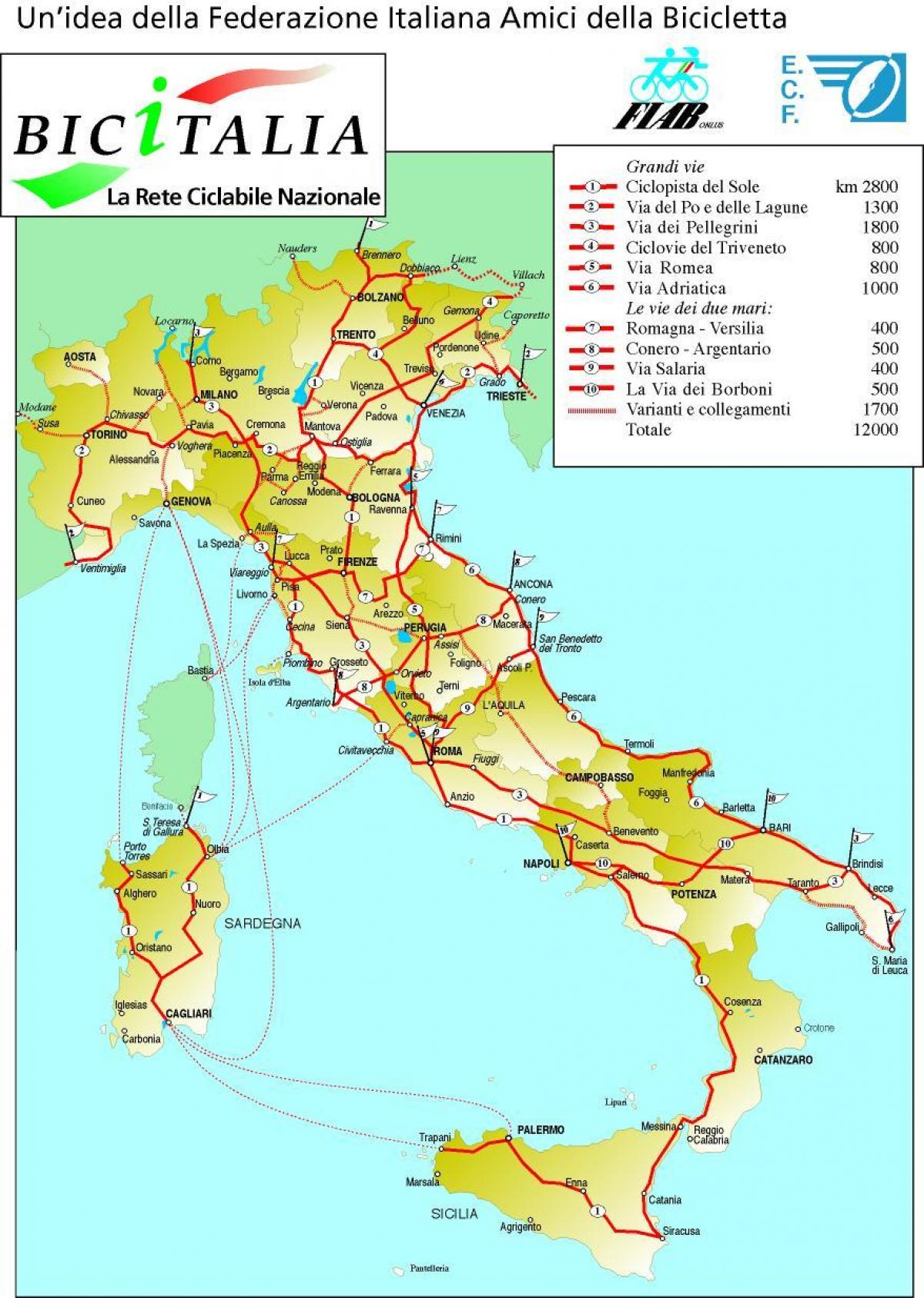 mappa di Italy bike