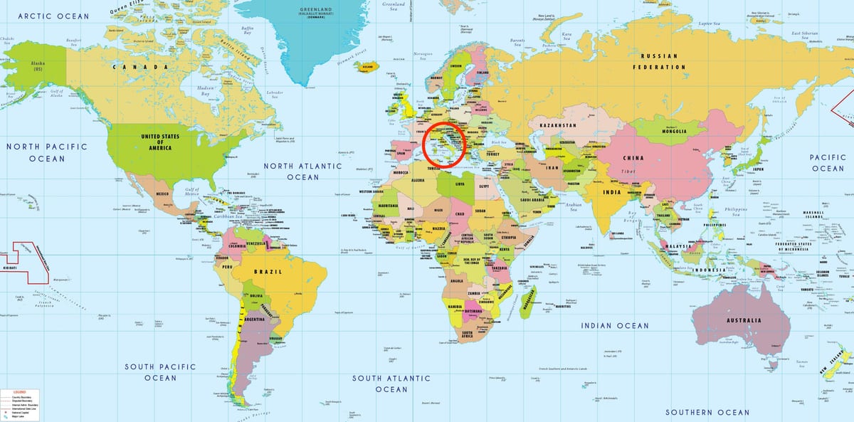 Italia posizione sulla mappa del mondo