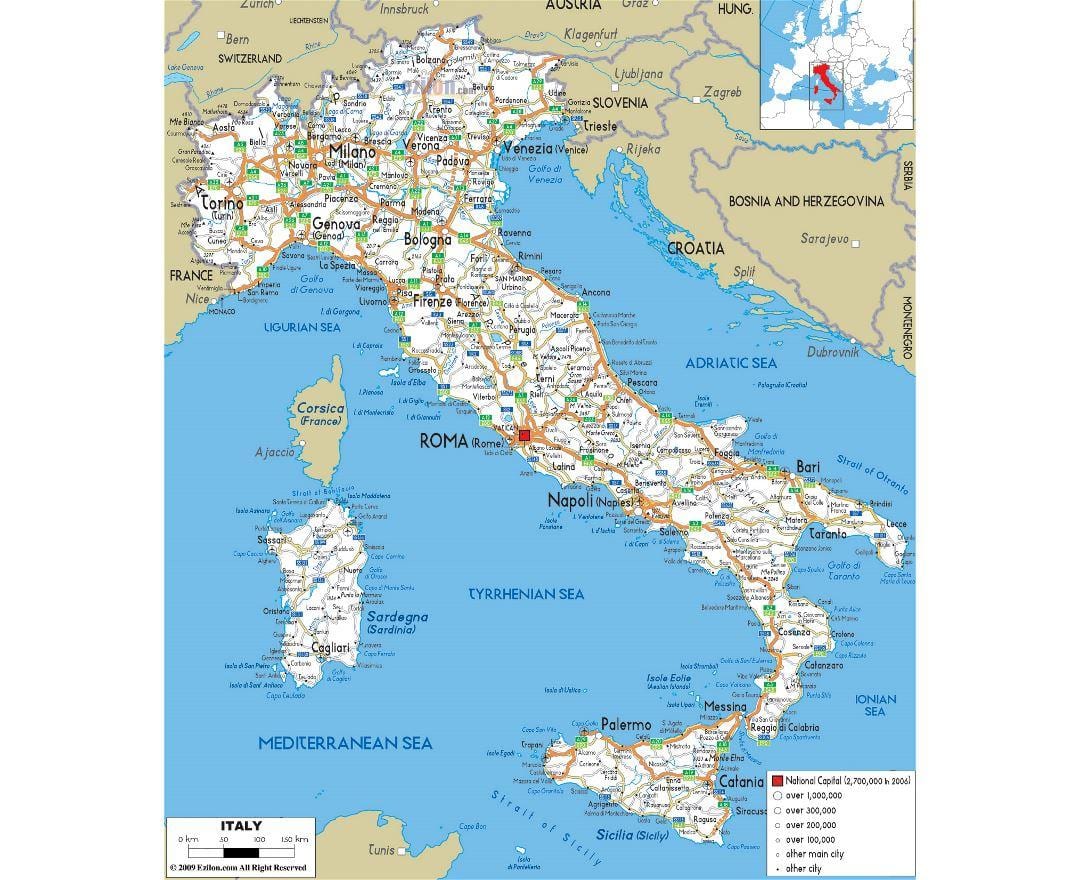 mappa dettagliata dell'Italia con la città