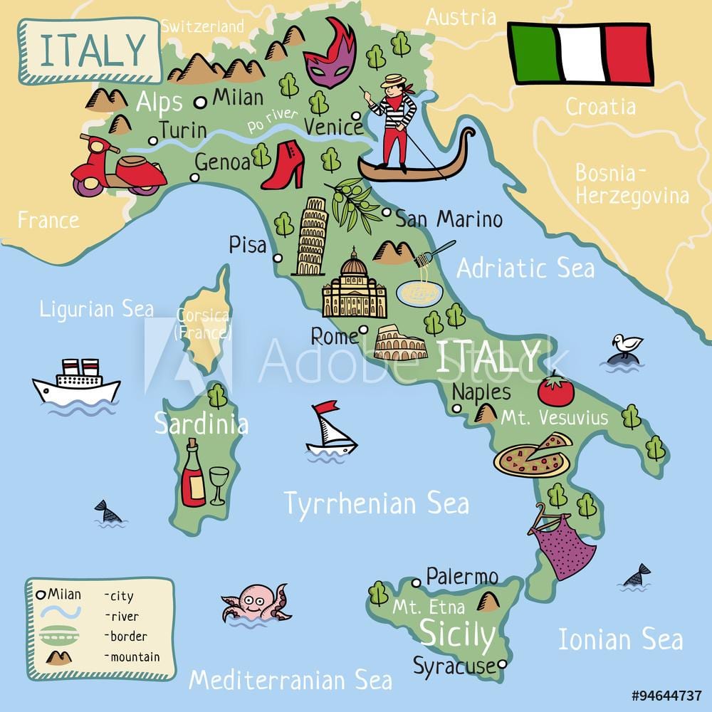 la mappa dell'Italia per bambini e ragazzi