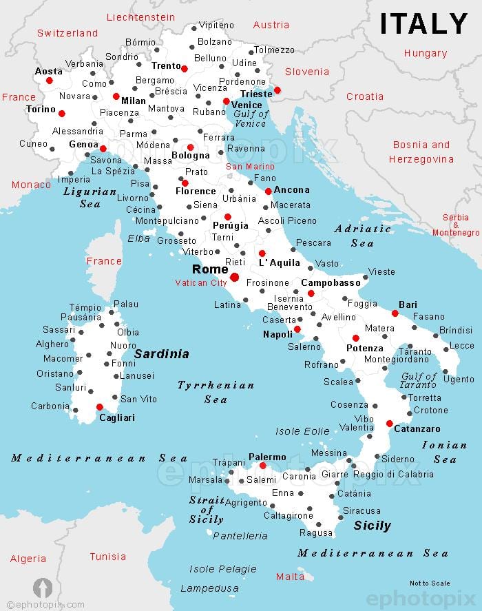 mappa mappa di Italia con città