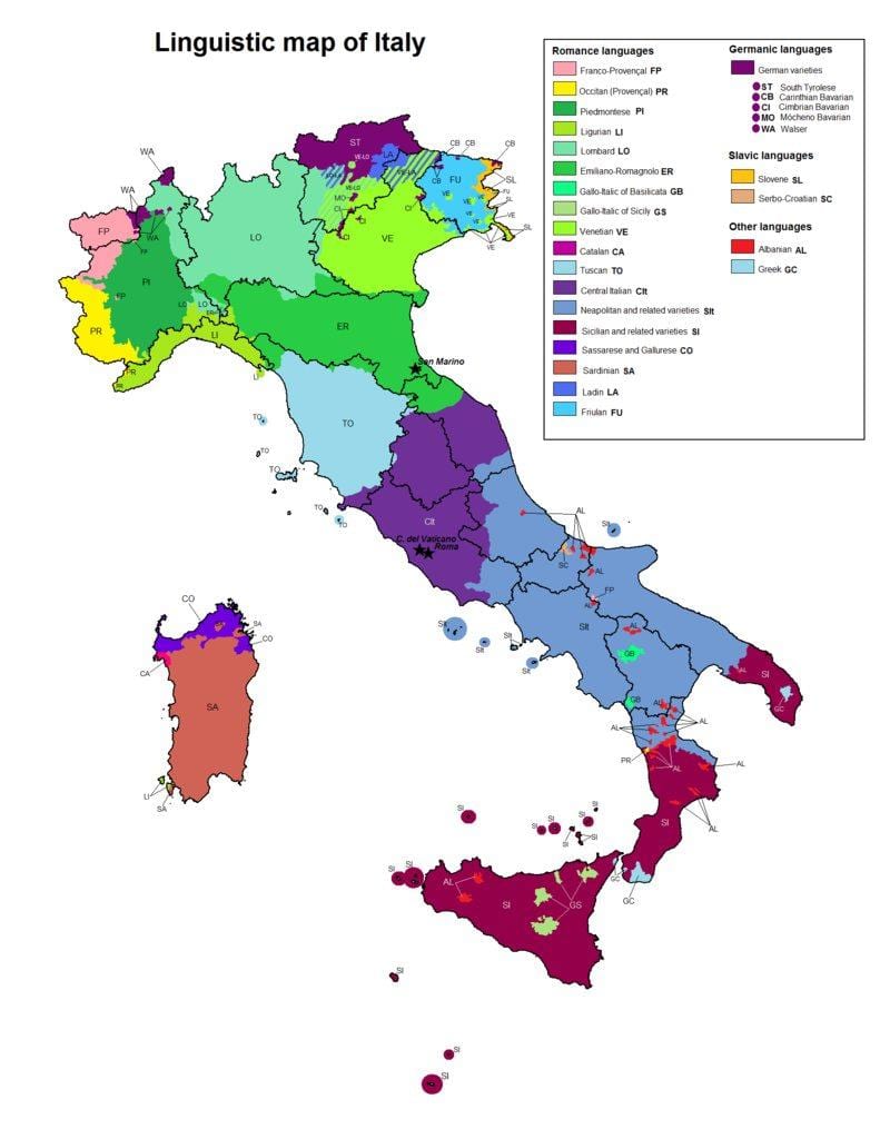 mappa di Italia linguistica