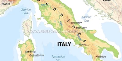 Italia caratteristiche fisiche mappa