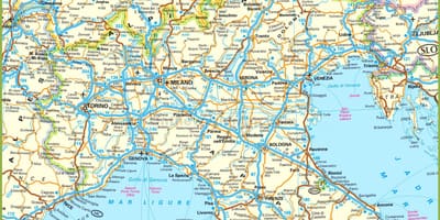 Nord Italia mappa turistica