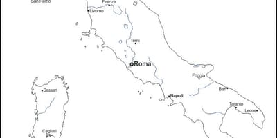 Contorno mappa dell'Italia con le città