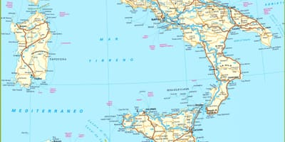 La mappa dell'Italia del sud